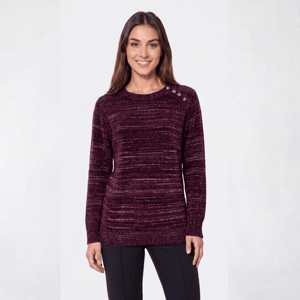 Petite Napa Valley Long Sleeve Solid Button Shoulder Sweater alternate view